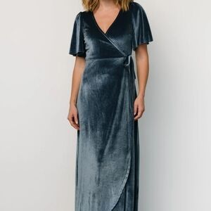 Baltic Born Grey/blue Velvet Maxi Dress